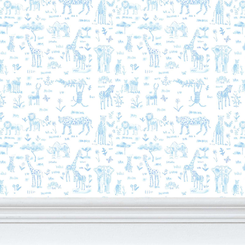 Safari Wallpaper, Mid Scale -Blue | READY TO SHIP & 40% OFF