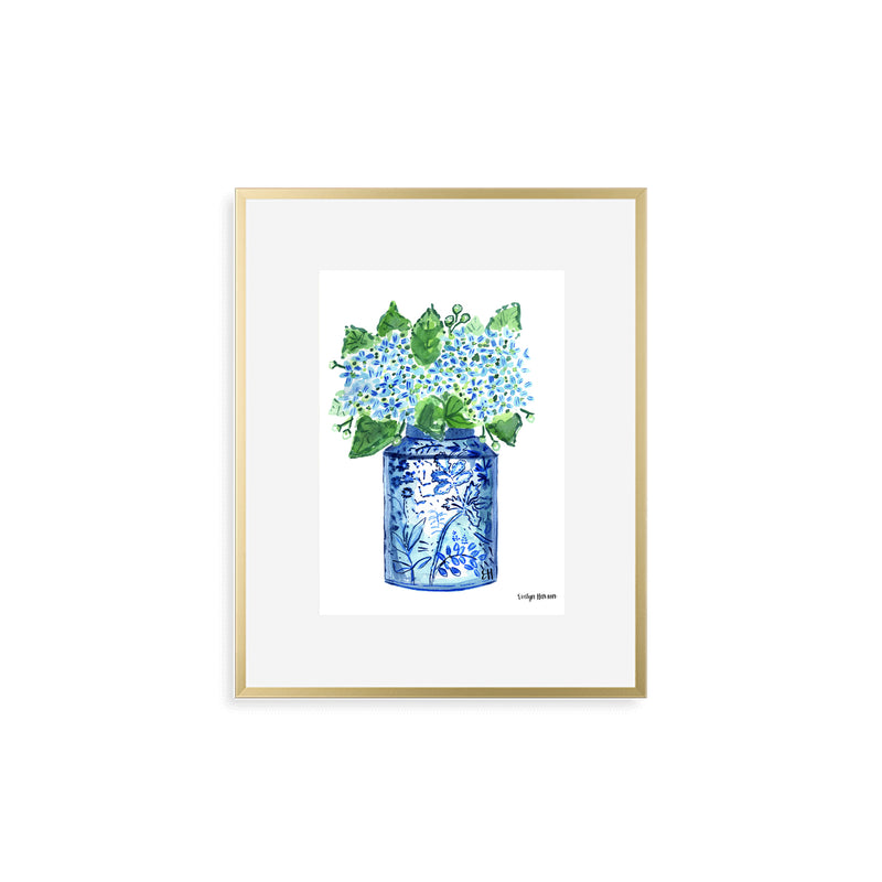 The "Happy Blue Hydrangeas" Fine Art Print