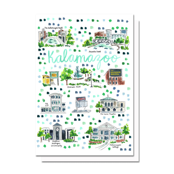 Kalamazoo, MI Map Card Evelyn Henson