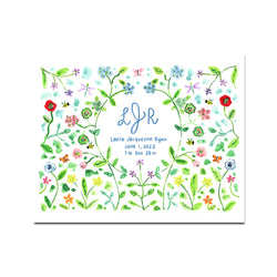 Personalized Baby Name Print: Flower Garden
