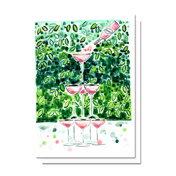 Pink Champagne Tower Card