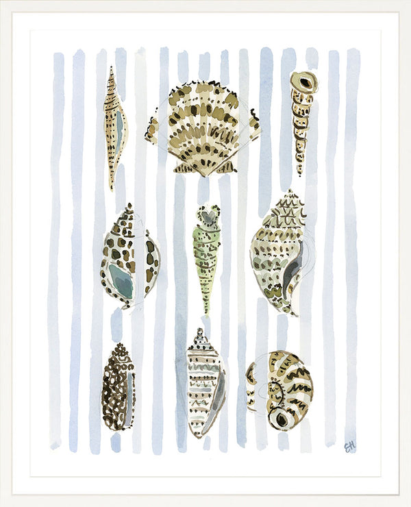 The "Seashell Stripes No. 2" Watercolor Fine Art Print
