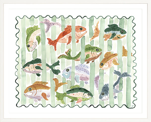 The "Stripe Dip" Fish Watercolor Fine Art Print