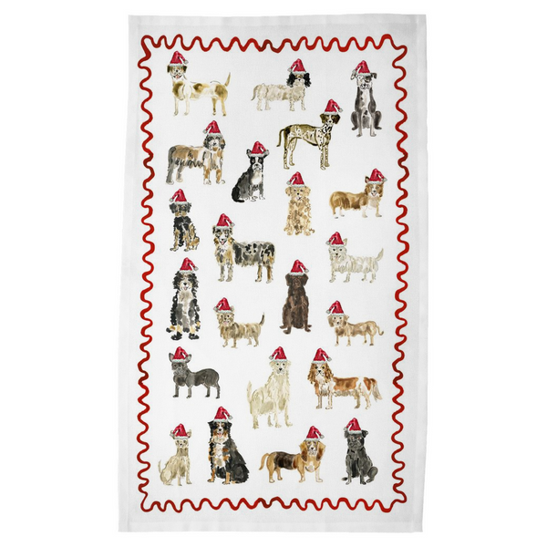 Holiday Dogs Tea Towel