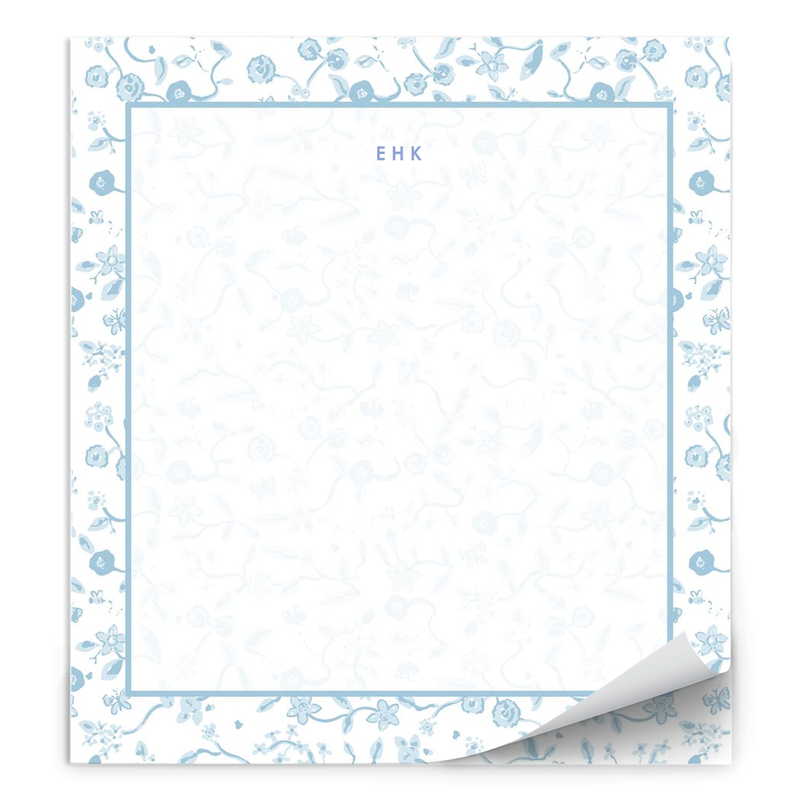 Blue Bisou Blooms Notepad