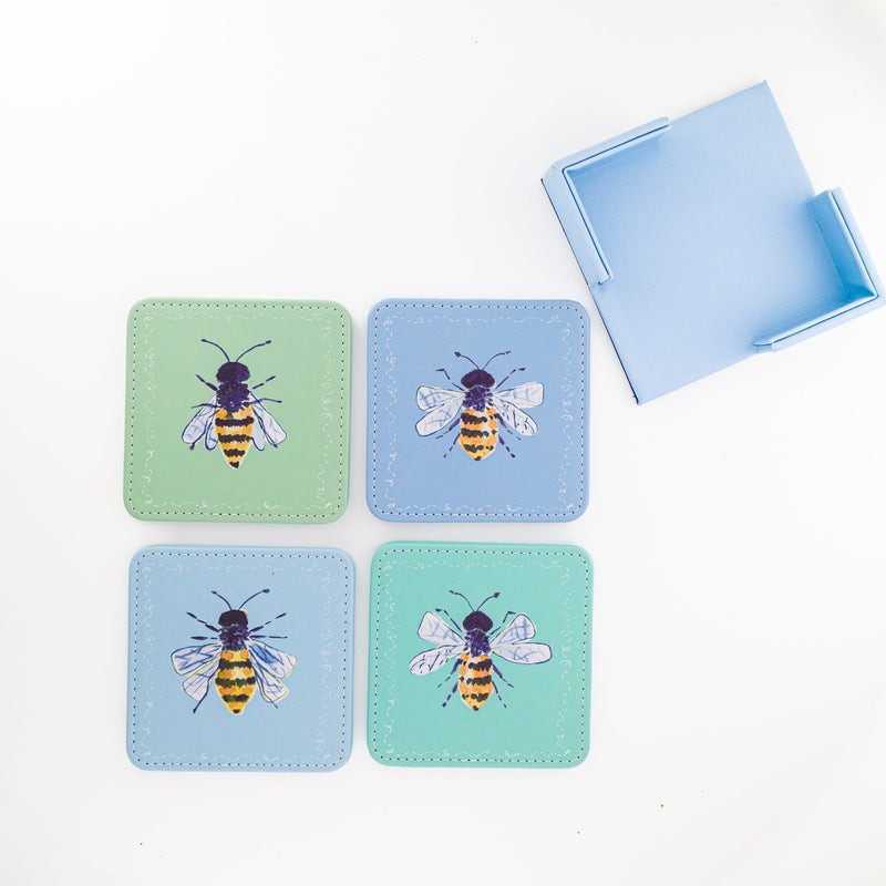 Bee Happy Coasters, Set of 4
