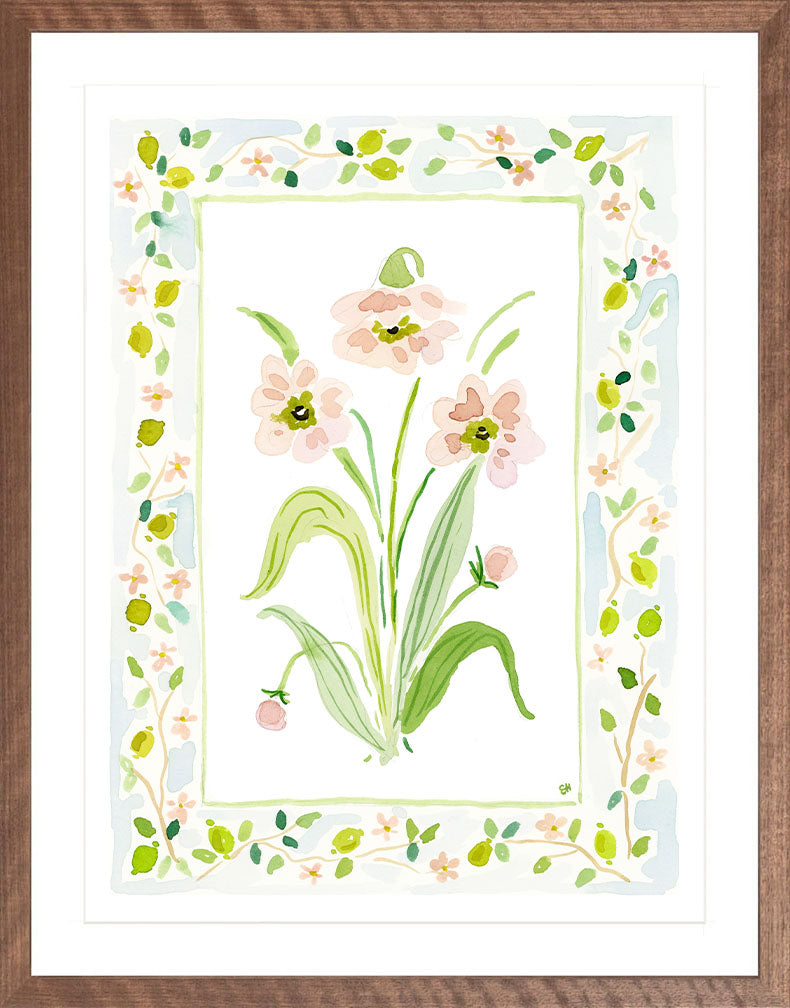 The "Lemon Charms" Watercolor Fine Art Print, Flower Charm Series