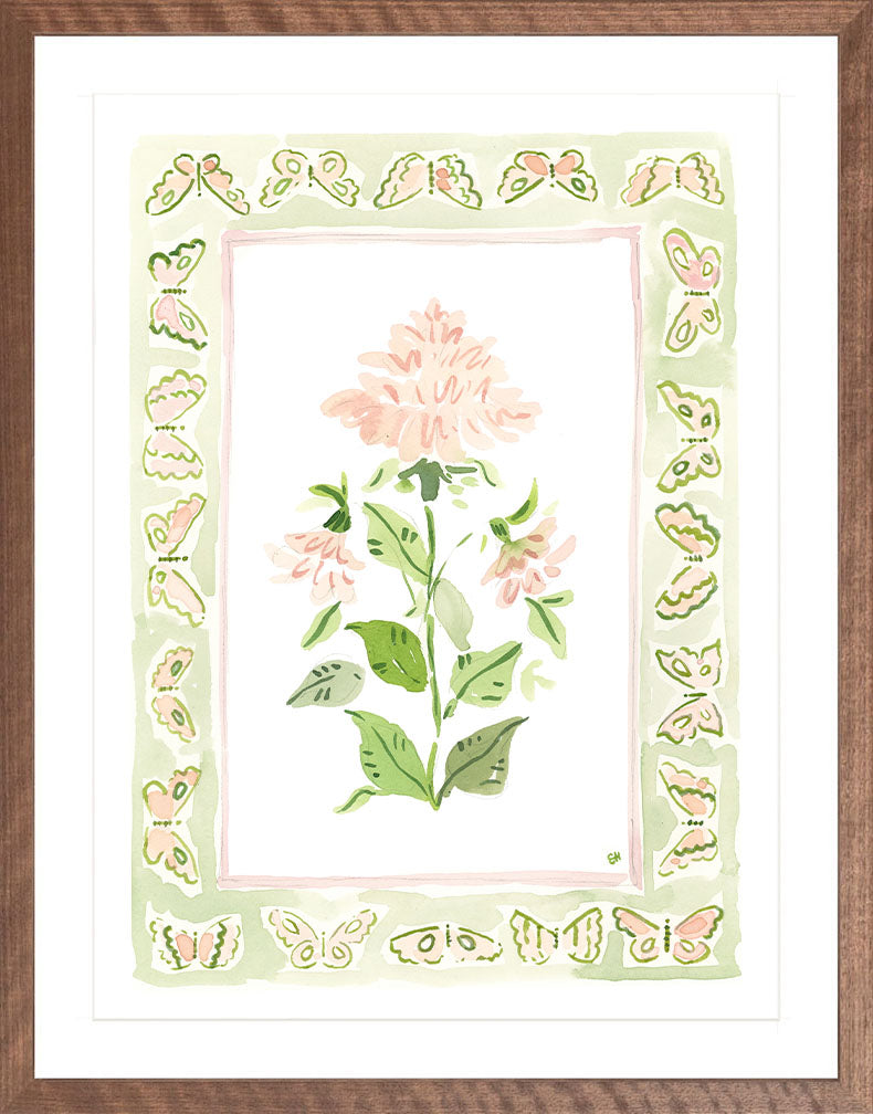 The "Pink Peony Charms" Watercolor Fine Art Print, Flower Charm Series