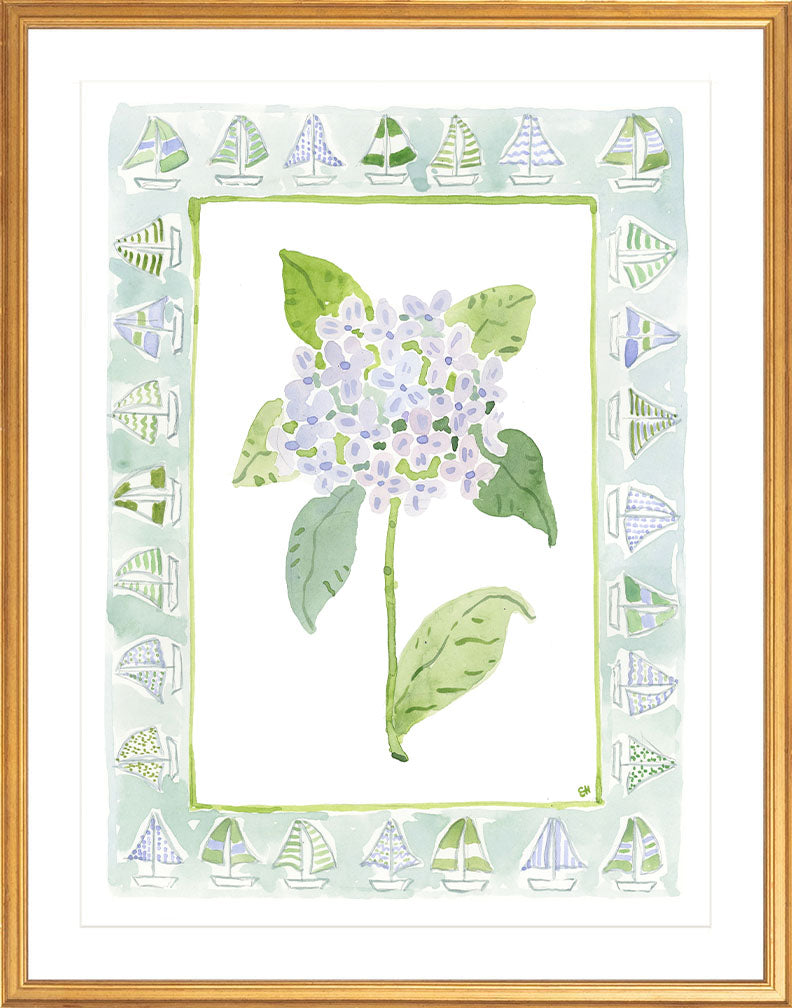 The "Sailboat Charms" Watercolor Fine Art Print, Flower Charm Series