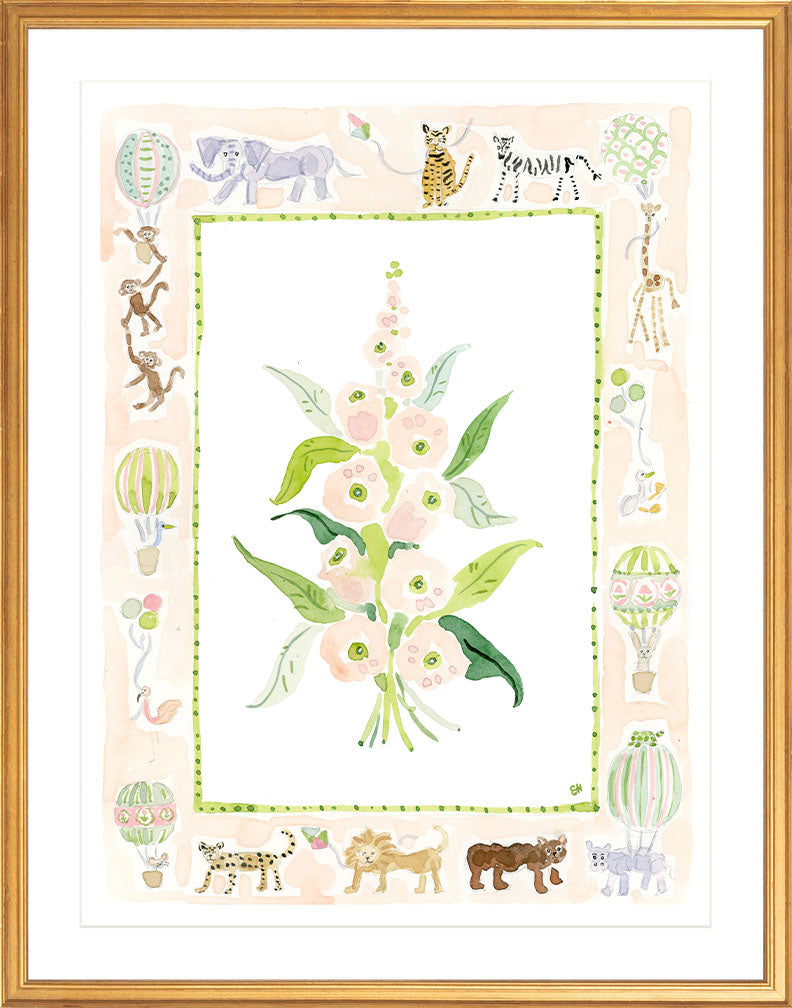 The "Menagerie Charms" Watercolor Fine Art Print, Flower Charm Series