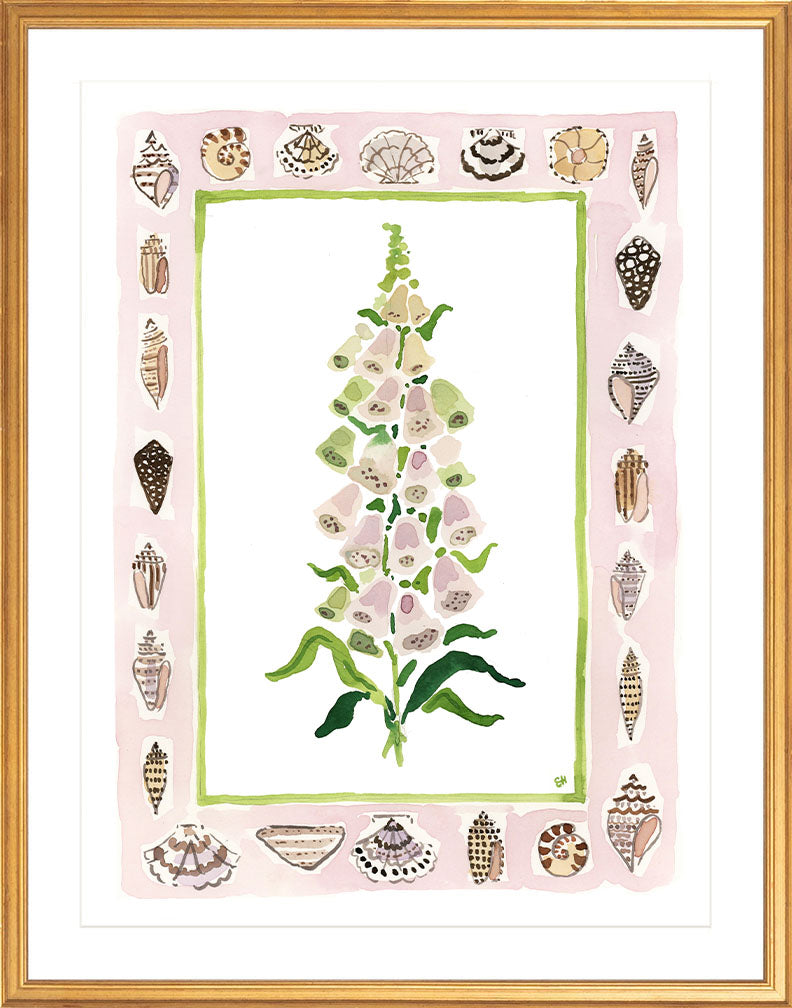 The "Seashell Charms" Watercolor Fine Art Print, Flower Charm Series