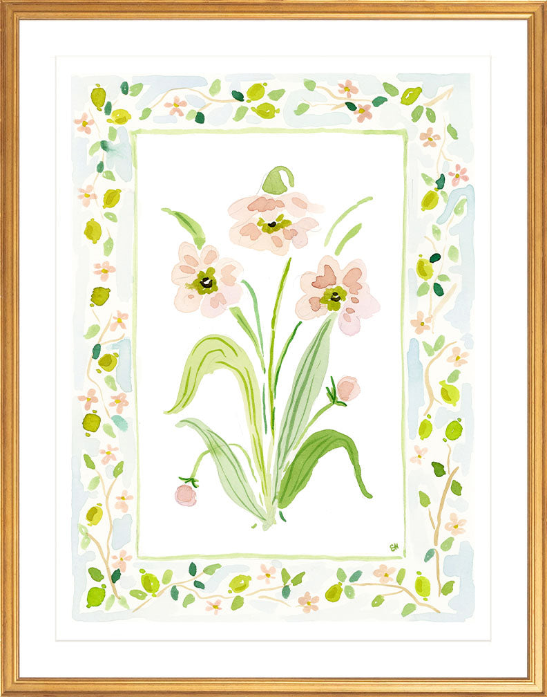 The "Lemon Charms" Watercolor Fine Art Print, Flower Charm Series