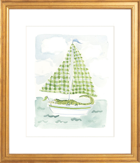 The "Sailboat Menagerie Alligator" Fine Art Print