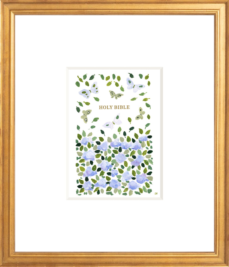 "Butterfly Hydrangeas Bible" Fine Art Print