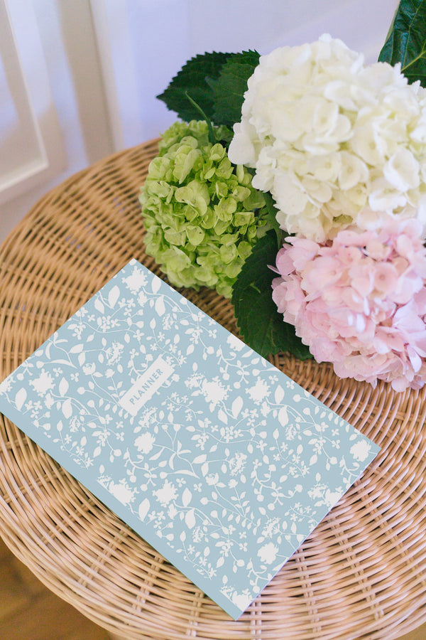 Undated Monthly/Weekly Planner, Hepburn Print, Blue