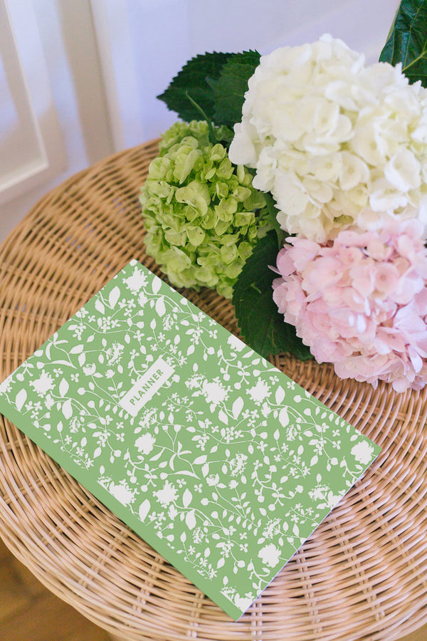 Undated Monthly/Weekly Planner, Hepburn Print, Green