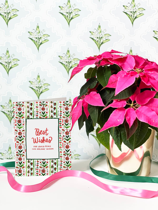 Holiday Best Wishes Stripe Card