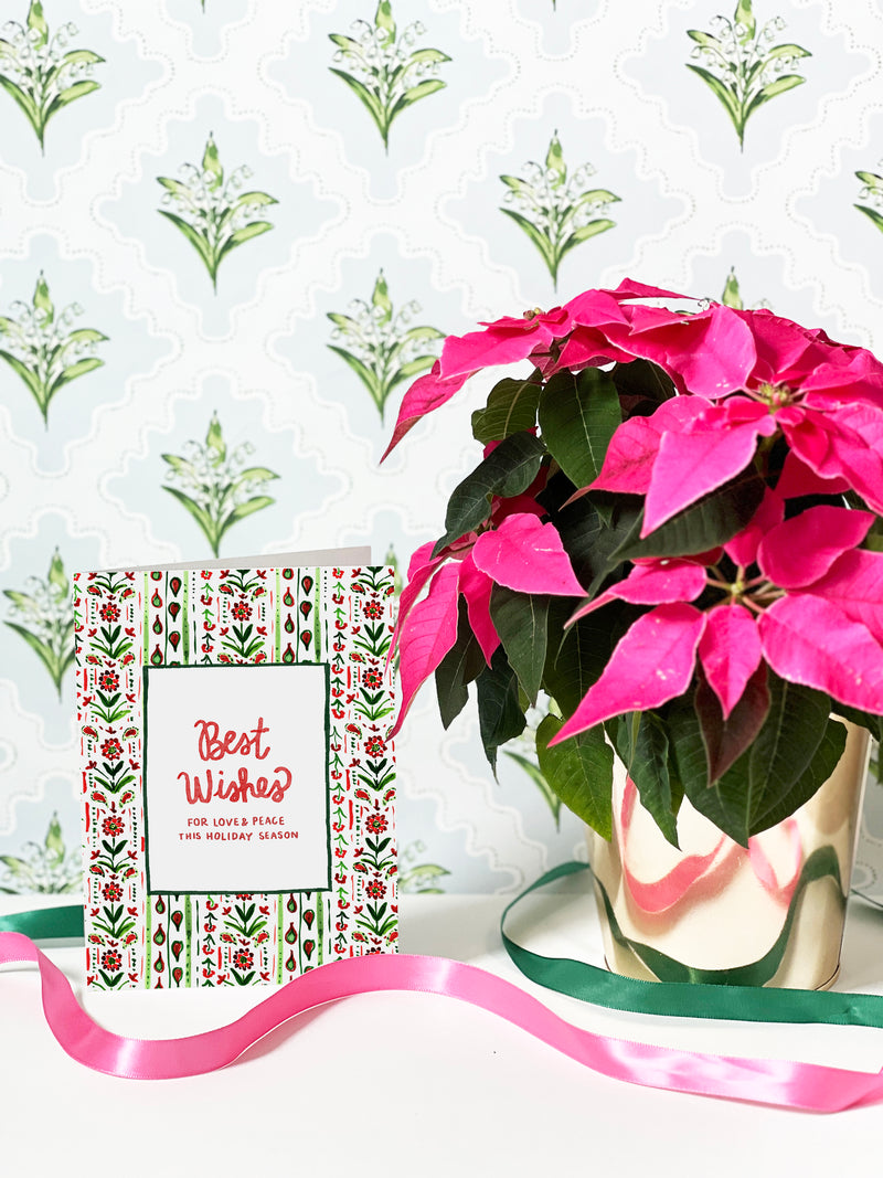 Holiday Best Wishes Stripe Card