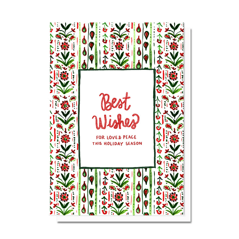 Holiday Best Wishes Stripe Card