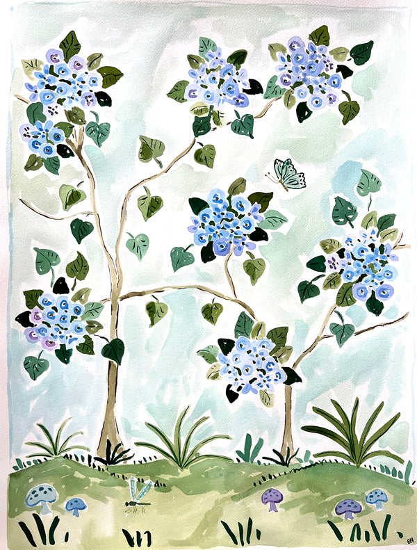 Smell the Hydrangeas No. 2, Original 18x24 Watercolor