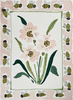 Flower Charm Bumble Bees, Original 5x7