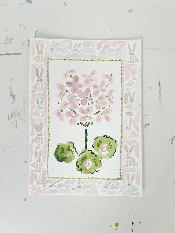 Flower Charm Bunnies, Original 5x7