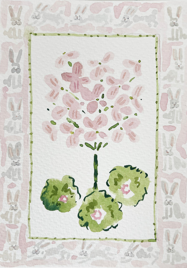 Flower Charm Bunnies, Original 5x7