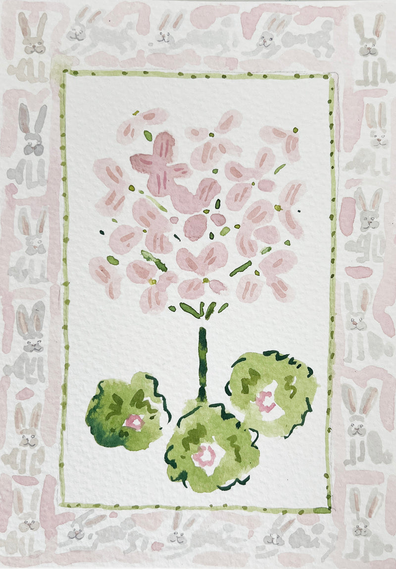 Flower Charm Bunnies, Original 5x7