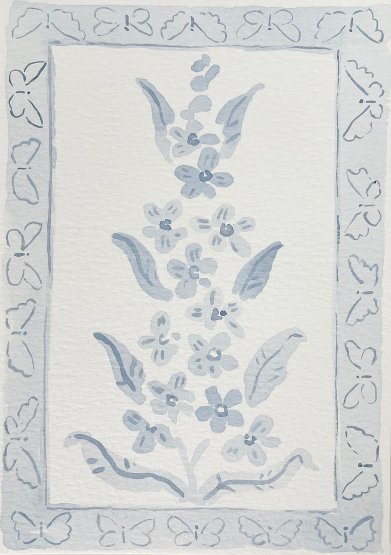 Flower Charm Blues, Original 5x7