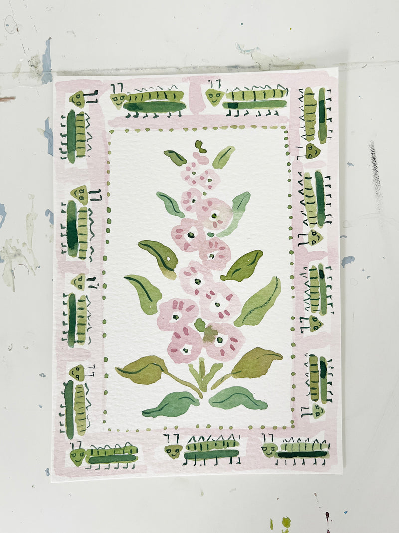 Flower Charm Grasshoppers, Original 5x7