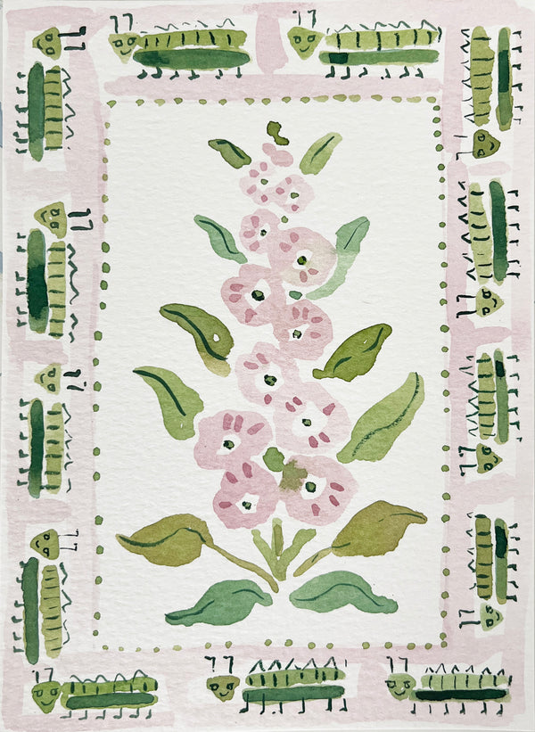 Flower Charm Grasshoppers, Original 5x7