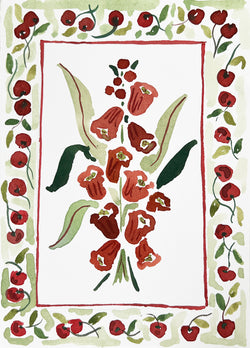 Flower Charm Cherries, Original 5x7