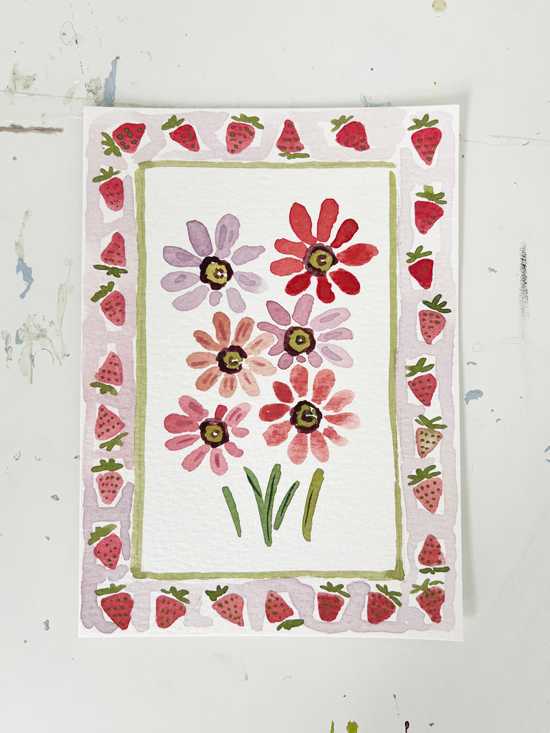 Flower Charm Berries, Original 5x7