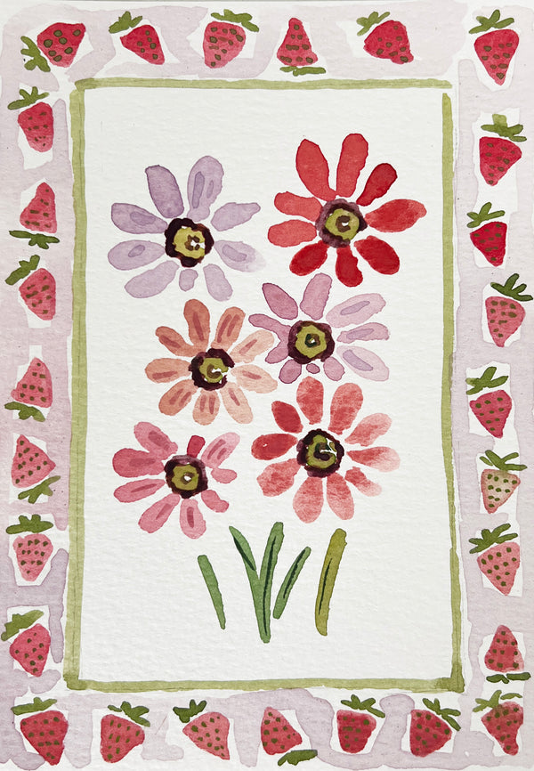Flower Charm Berries, Original 5x7