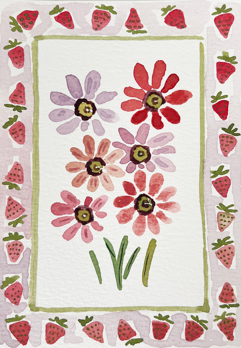 Flower Charm Berries, Original 5x7