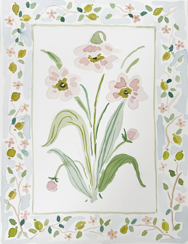 Flower Charm Chinoiserie, Original 9x12