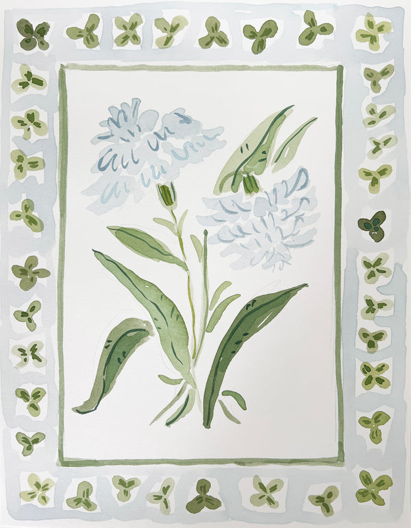 Flower Charm Clovers, Original 9x12