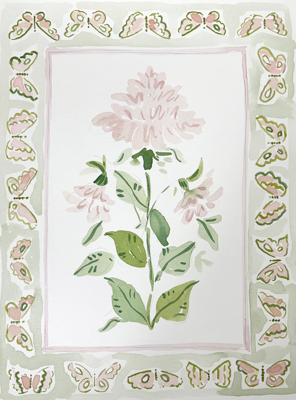 Flower Charm Peony Pinks, Original 9x12
