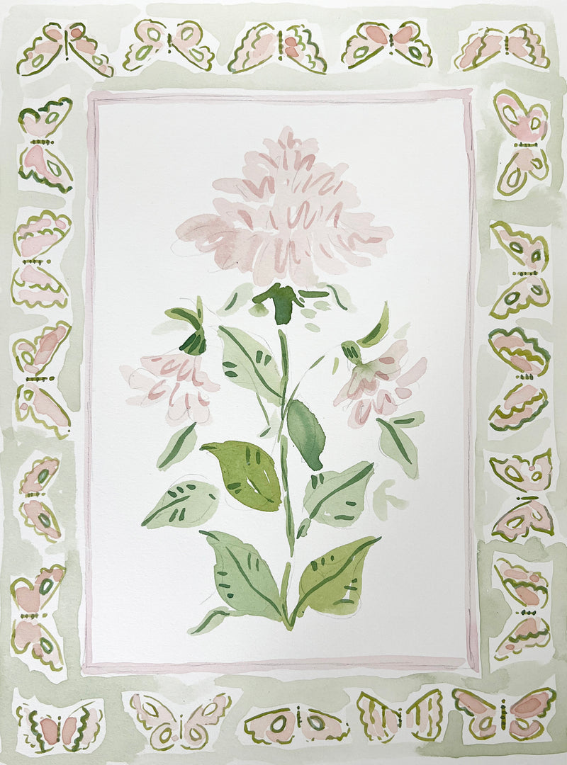 Flower Charm Peony Pinks, Original 9x12