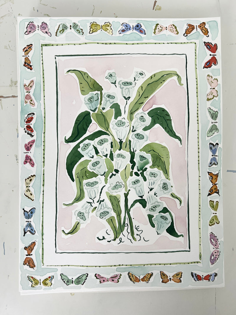 Flower Charm Rainbow Butterflies, Original 9x12