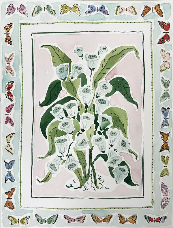 Flower Charm Rainbow Butterflies, Original 9x12