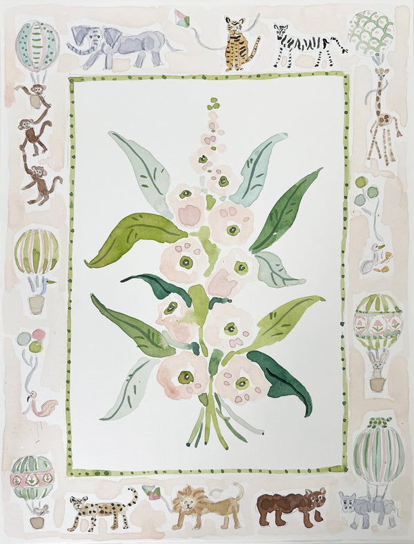 Flower Charm Menagerie, Original 9x12