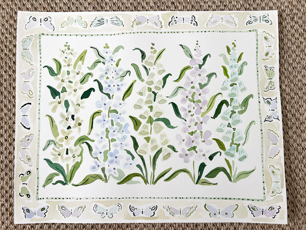 Flower Charm Lilac Butterflies, Original 20x16