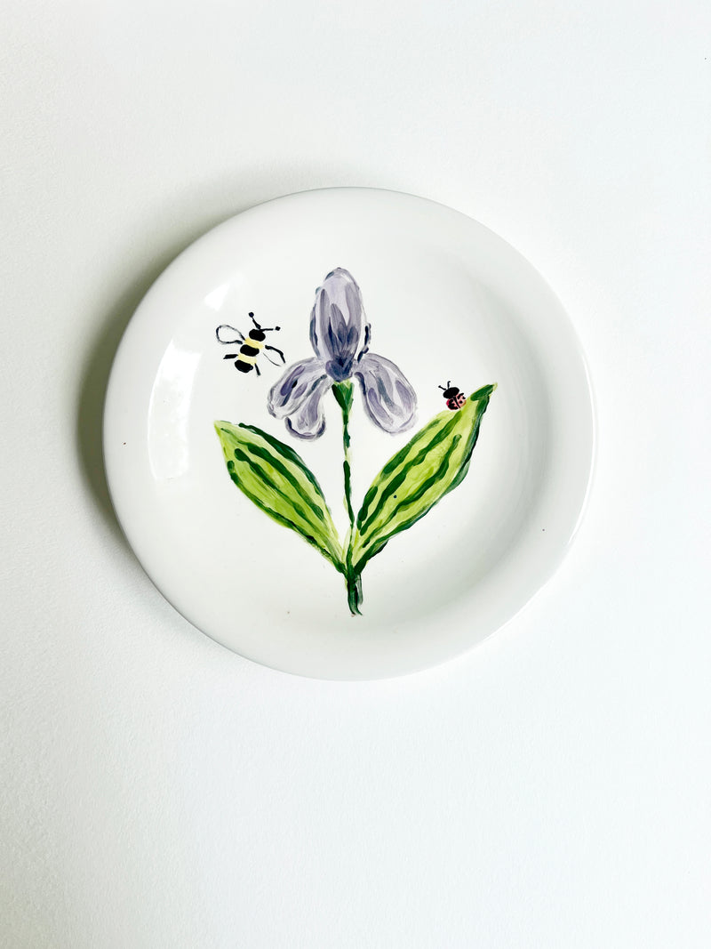 Hand-painted Iris Ceramic Plate