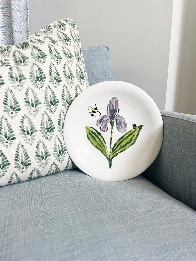 Hand-painted Iris Ceramic Plate