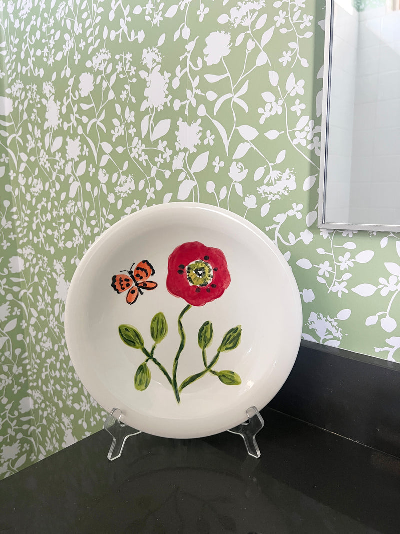 Hand-painted Poppy Ceramic Plate