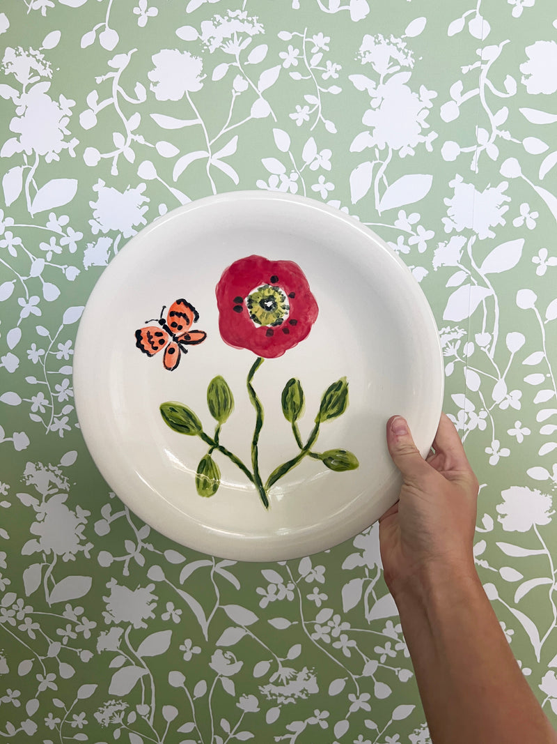 Hand-painted Poppy Ceramic Plate
