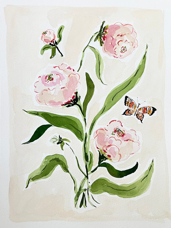 Golden Hour Botanical No. 1, Original 9x12 Watercolor