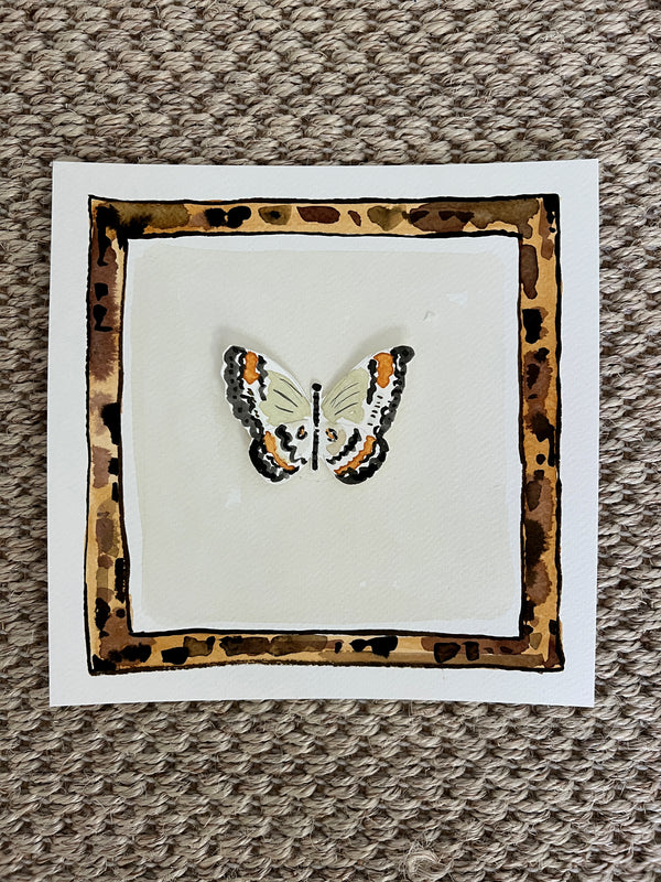 Tortoiseshell Butterfly No. 1, Original 8x8 Watercolor