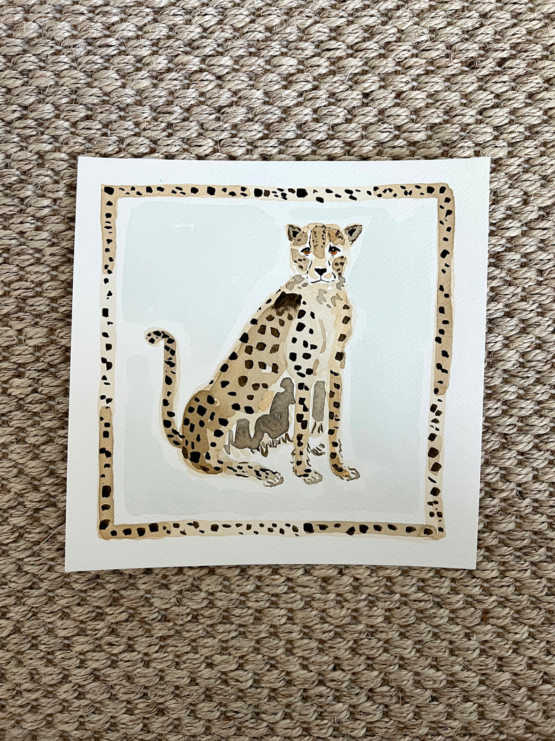 A Leopard Never Changes Its Spots, Original 8x8 Watercolor
